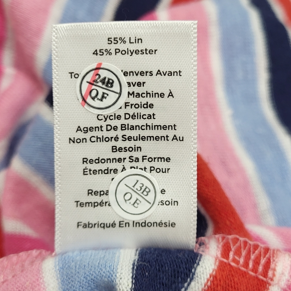 Talbots Women's Red Pink Blue White Stripe V-Neck  Linen Casual T-Shirt Size Med - Picture 11 of 11